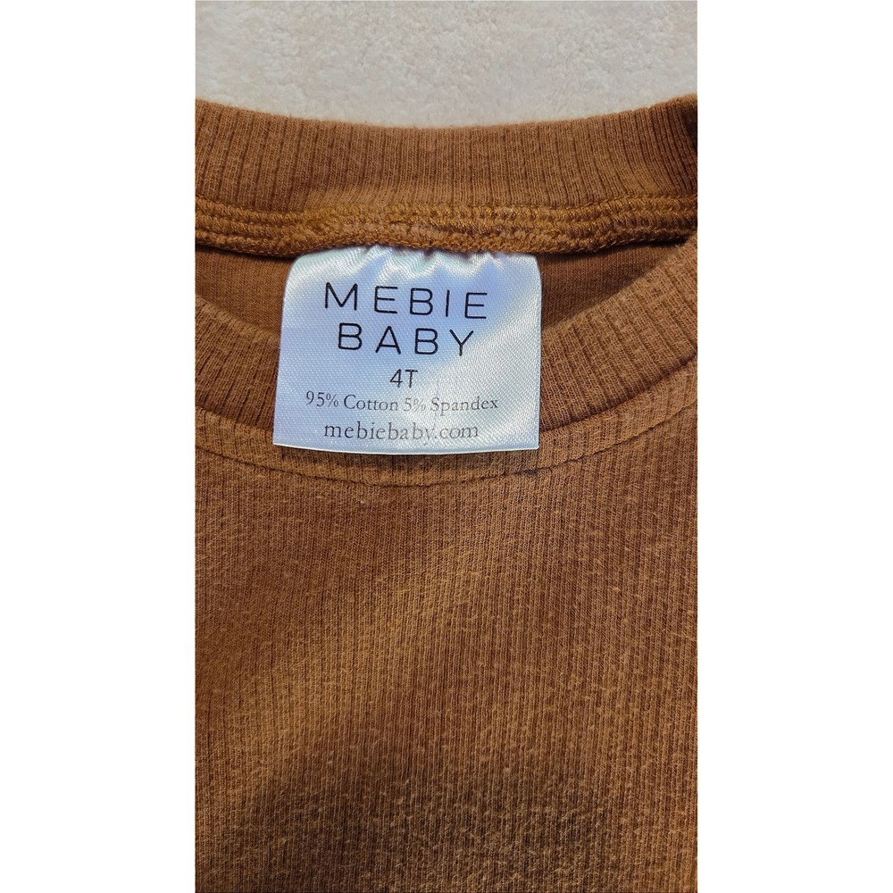 Mebie Baby 4T Ribbed Long Sleeve Top Rust Brown Spring Minimalist Basic - Picture 2 of 3